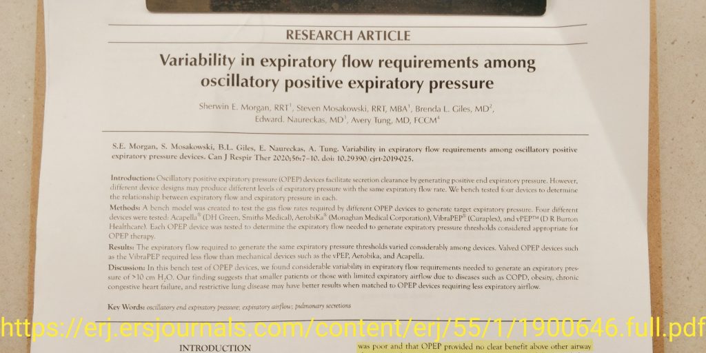 Screenshot of the first page of the article by Morgan et al. Ready by Farzad Refahi and shared on www.Respiratory.Blog